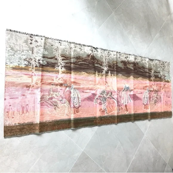 TAPESTRY Vintage European Style Floral Ladies Romantic Scene EX Long NWOT - Picture 3 of 14